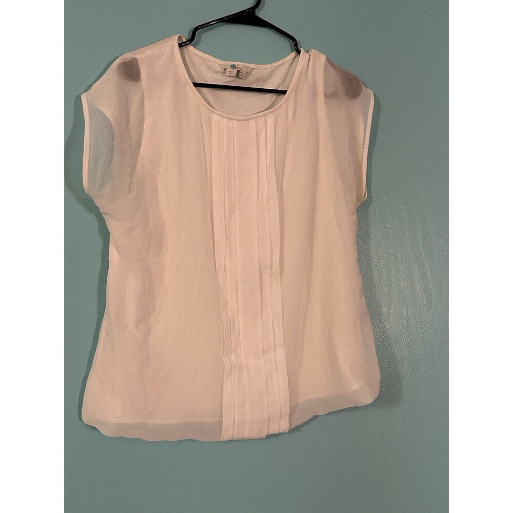 Boden White Dakota Pleated Modal Short Sleeve Blouse Size 12 US / 16‎ UK